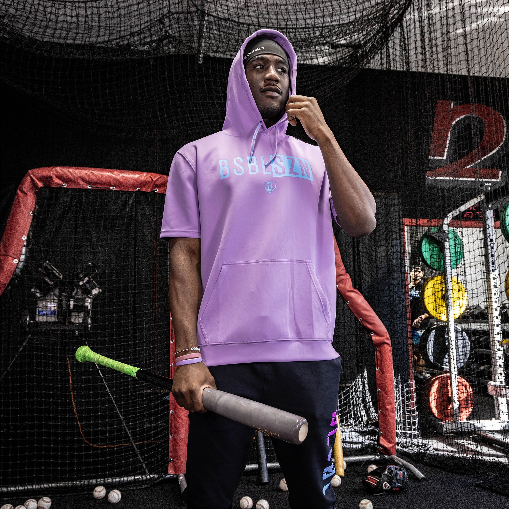 BSBL-SZN Short Sleeve Hoodie V3 - Lavender/Light Blue