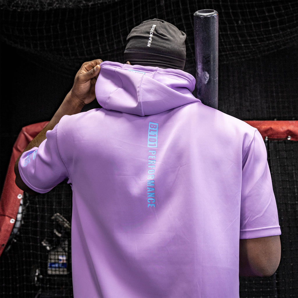 BSBL-SZN Youth Short Sleeve Hoodie V3 - Lavender/Light Blue