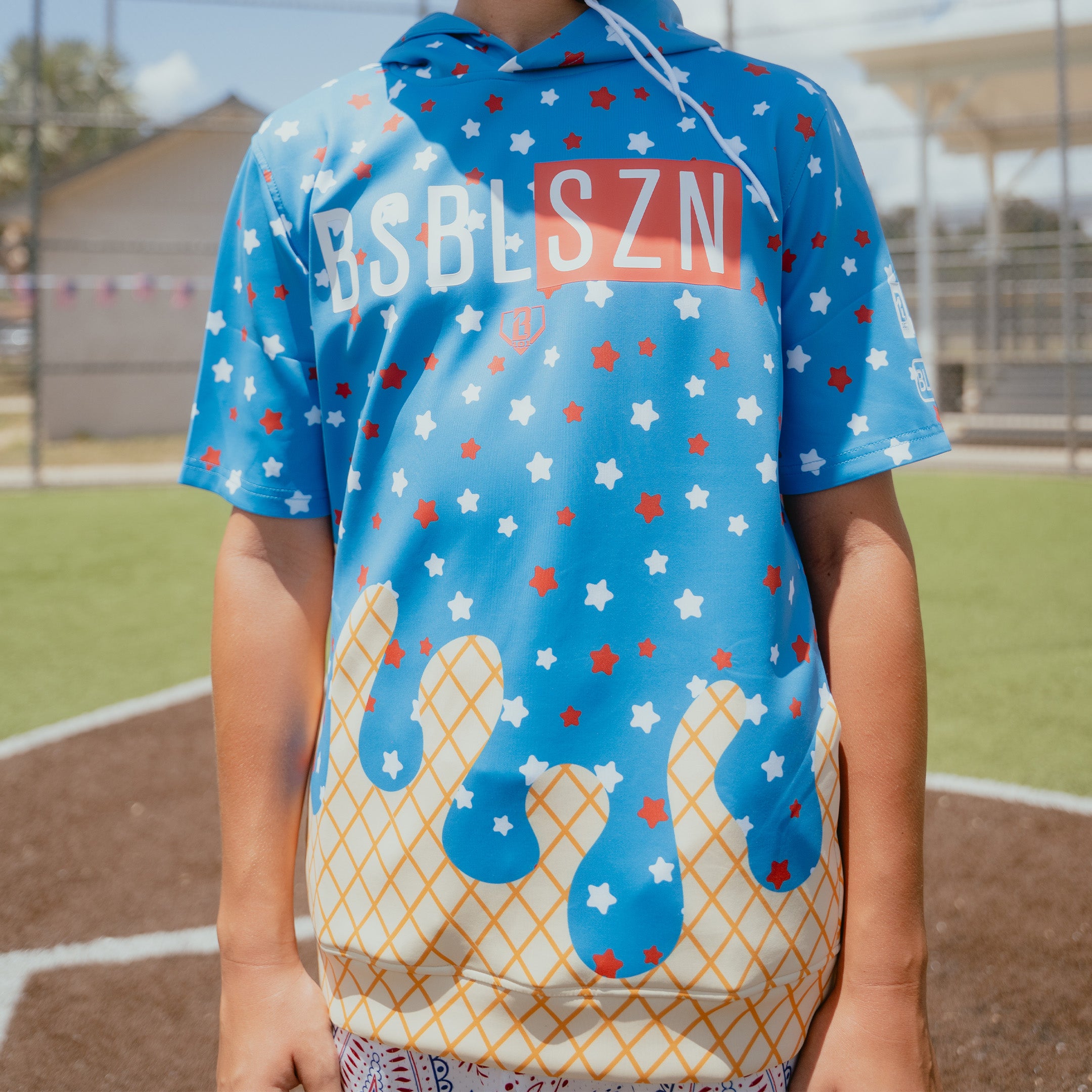 BSBL-SZN Short Sleeve Hoodie V3 - USA Ice Cream – Baseball