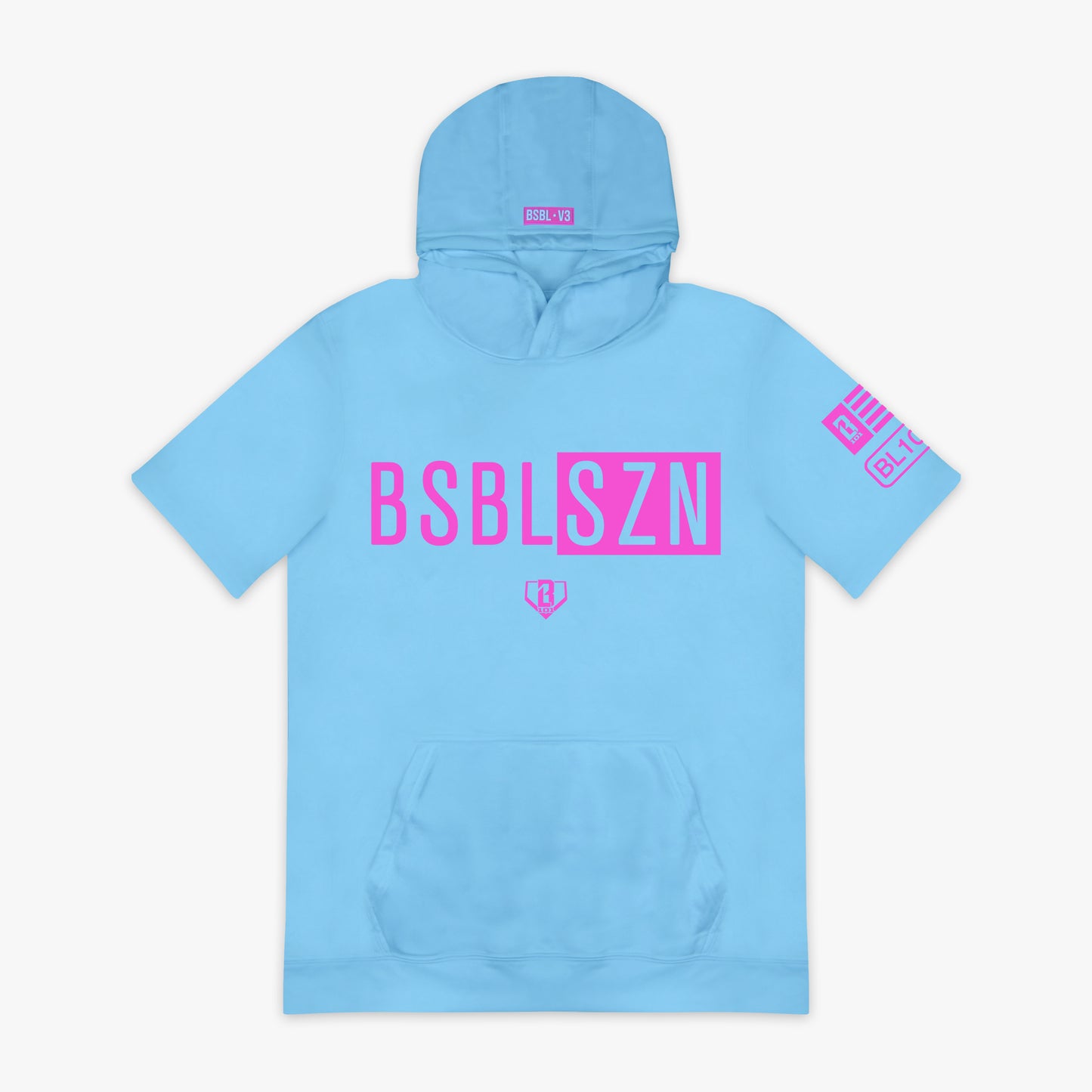BSBL-SZN Youth Short Sleeve Hoodie V3 Cotton Candy Blue