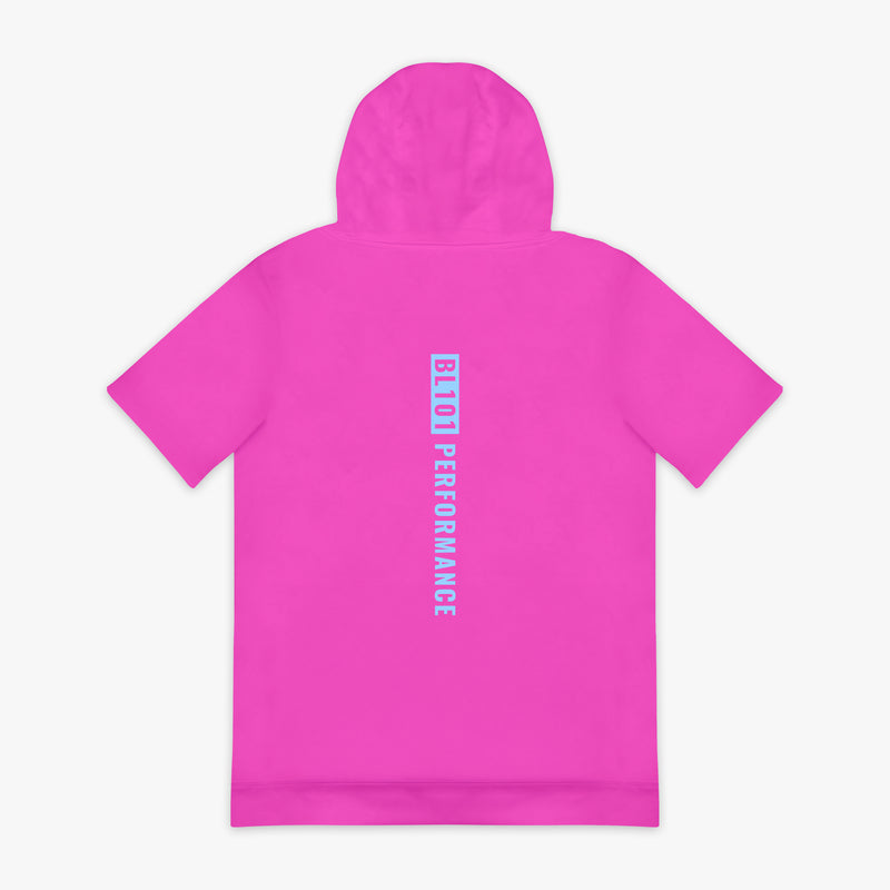 Pink BSBL-SZN Cotton Candy Pink youth short sleeve hoodie — back view