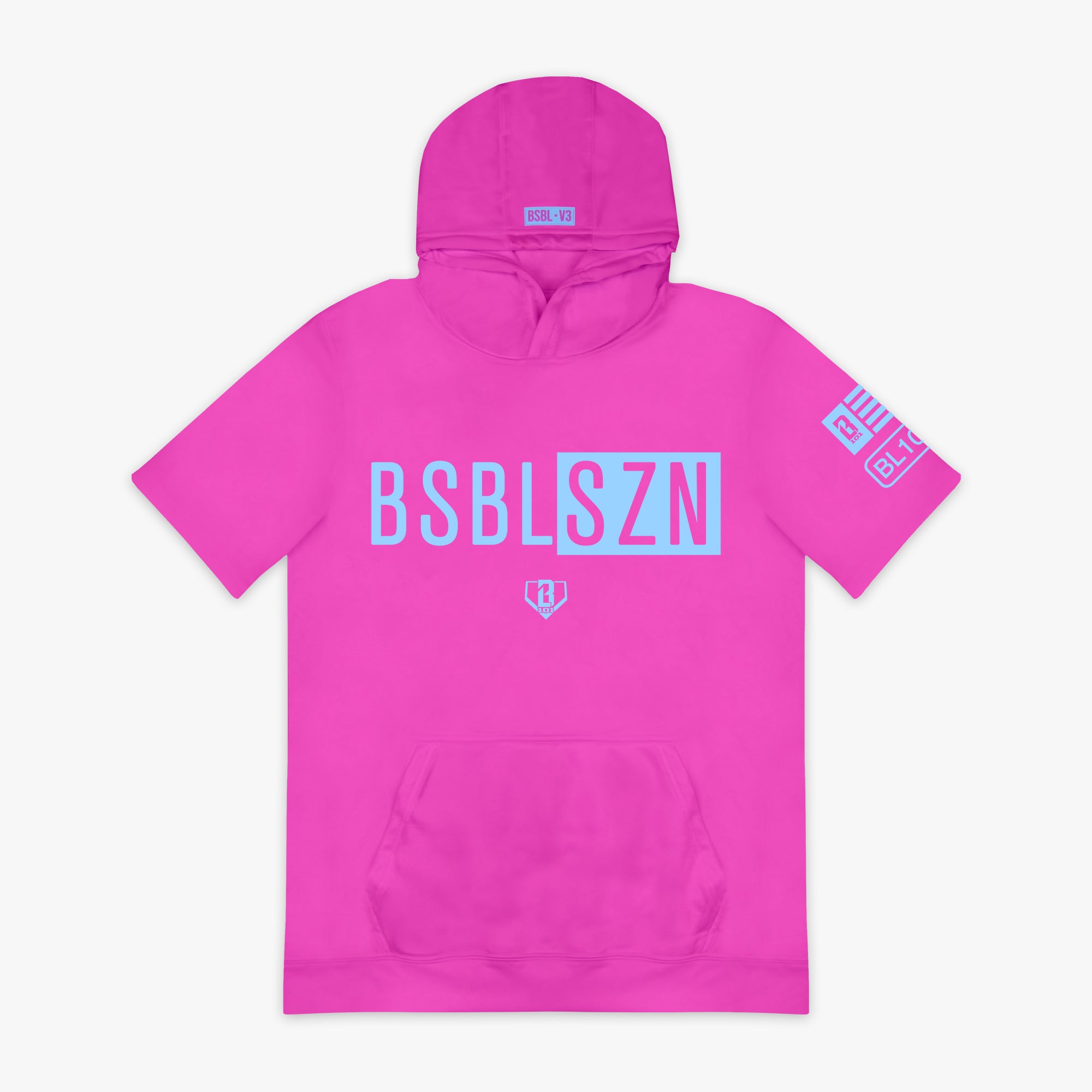 BSBL-SZN Youth Short Sleeve Hoodie V3 - Cotton Candy Pink