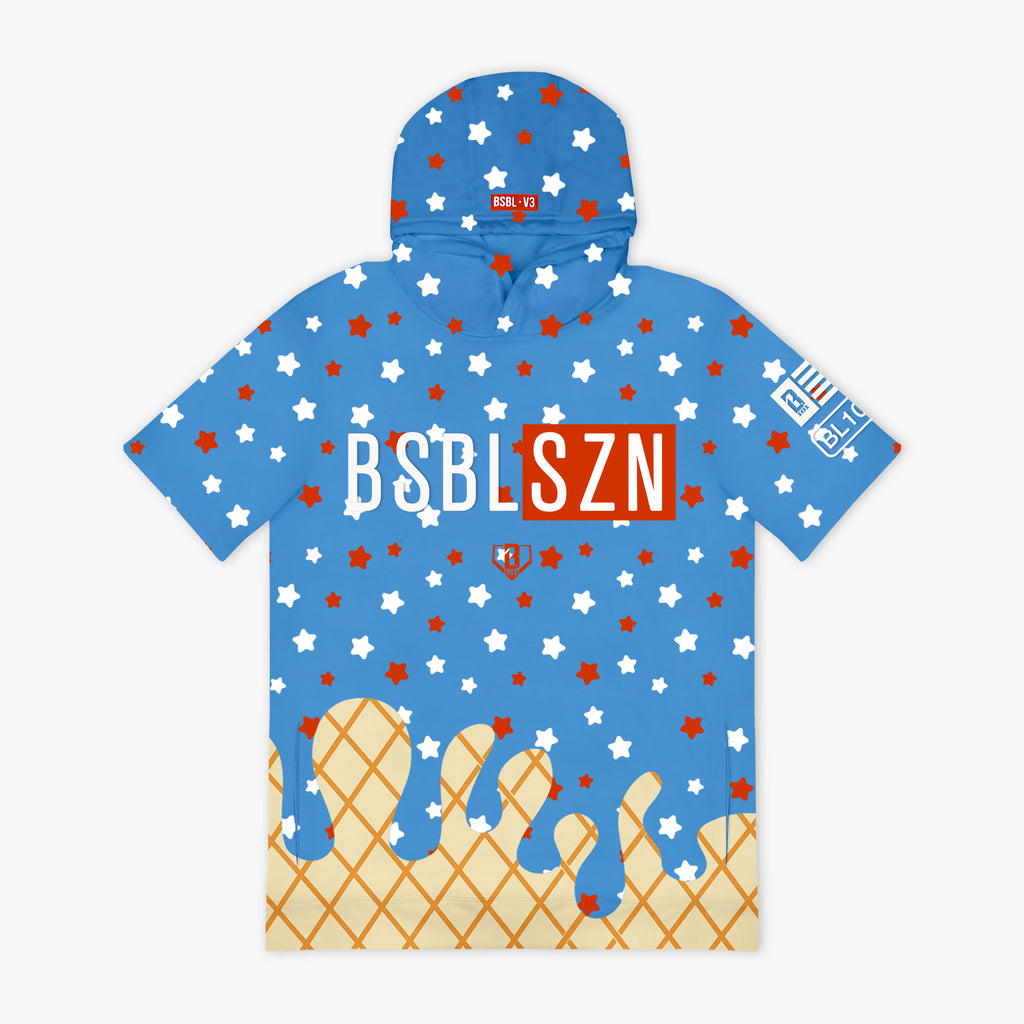 BSBL-SZN Youth Short Sleeve Hoodie V3 - USA Ice Cream