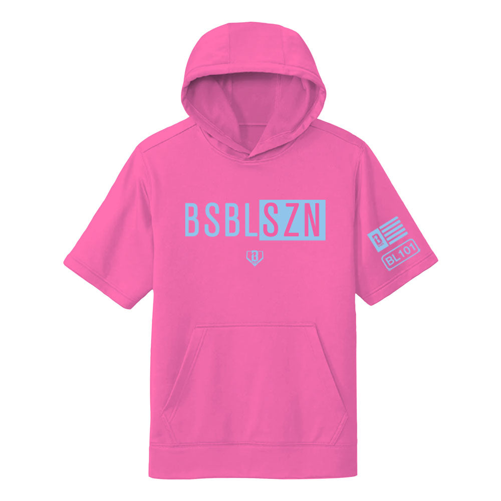 BSBL-SZN Youth Short Sleeve Hoodie V2 Cotton Candy Pink