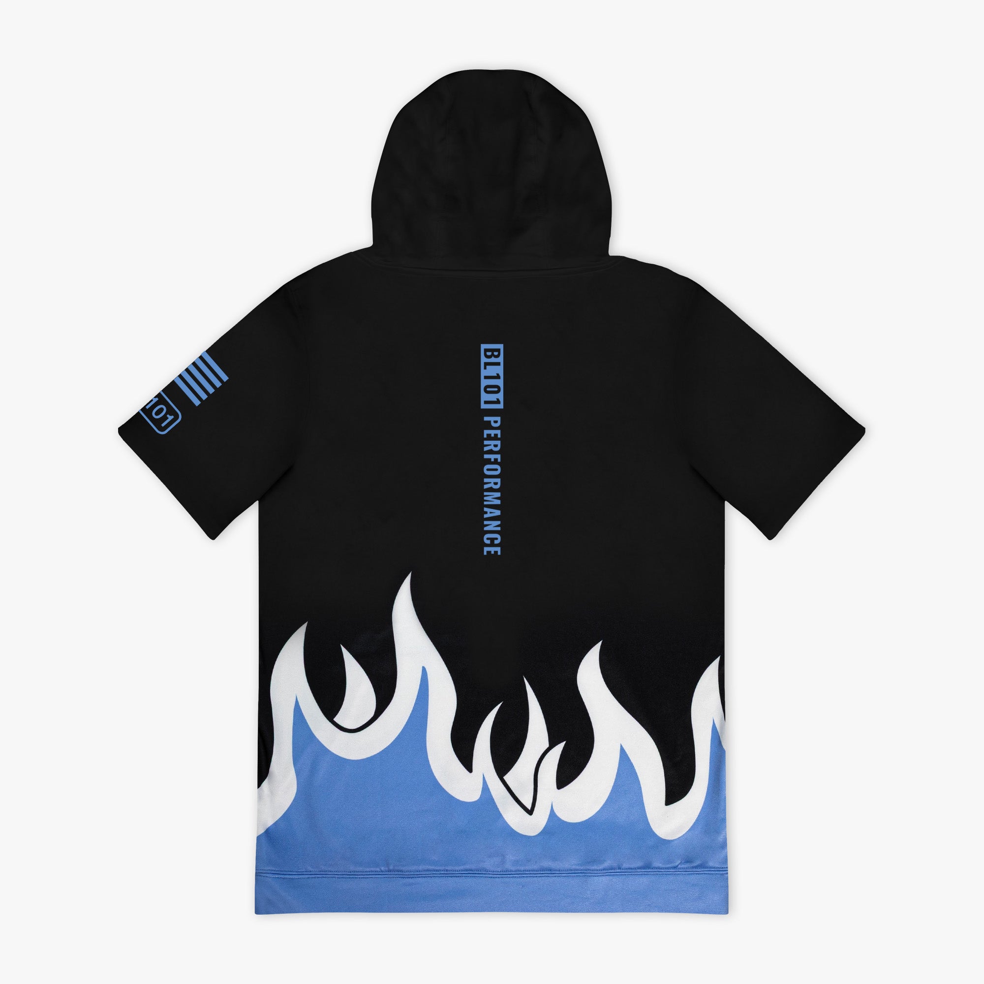 BSBL-SZN V2 Short Sleeve Hoodie - Flames Blue - Baseball Lifestyle 101
