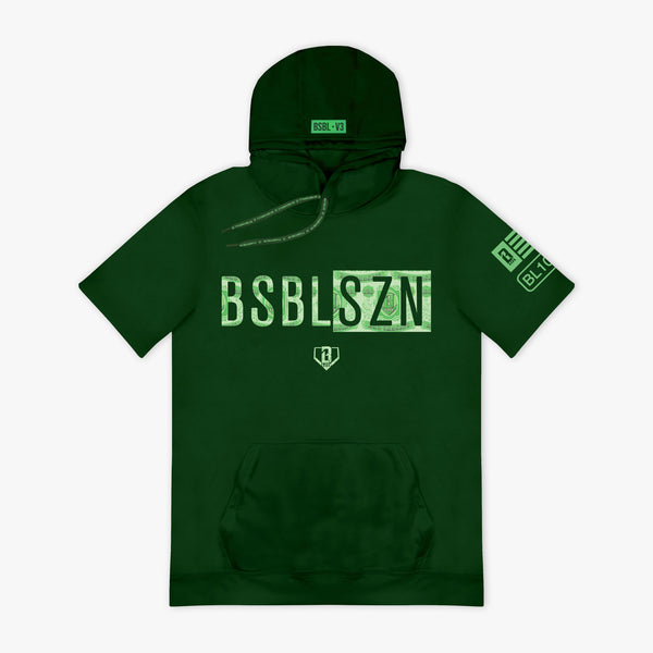 BSBL-SZN Short Sleeve Hoodie V3 - Dark Green/Bag Chaser - Baseball