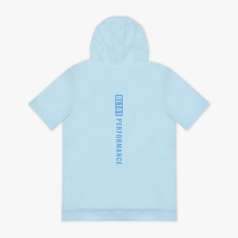 Light blue hoodie with blue 'BL101 PERFORMANCE' logo on a white background