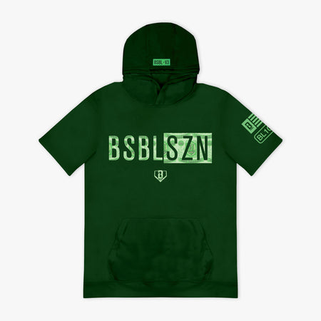 BSBL-SZN Youth Short Sleeve Hoodie V3 - Dark Green/Bag Chaser
