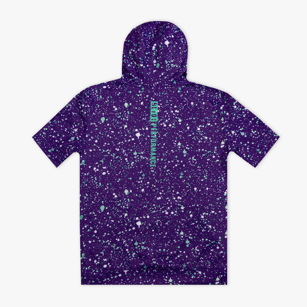 Bl101 Performance BSBL-SZN Youth Short Sleeve Hoodie V3 - Splatter Purple/Teal - Baseball ...