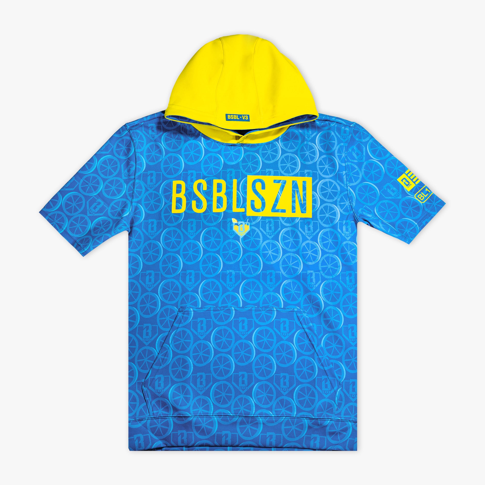 BSBL-SZN Short Sleeve Youth Hoodie V3 - Blue Blast - Baseball
