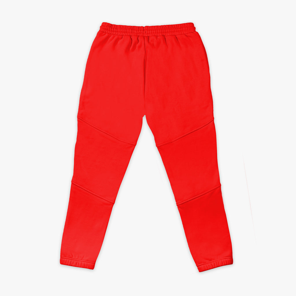 Red sweatpants on a white background
