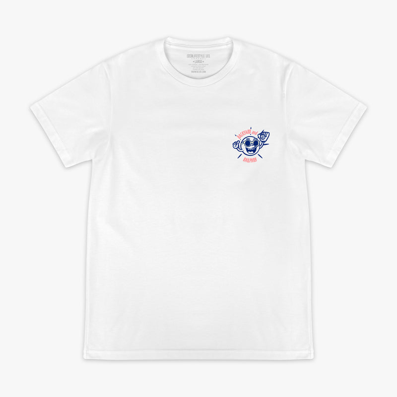 Graphic tee with "Backyard & Ballpark" design - front view