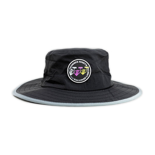 black summer nights bucket hat, black bucket hat
