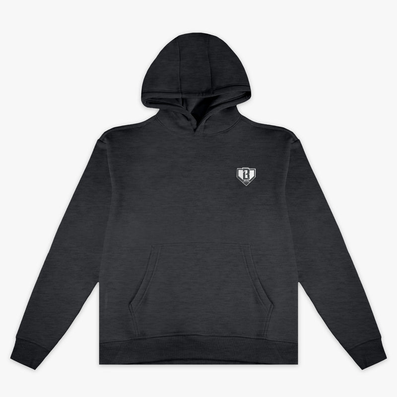 Gray Baseline youth hoodie — front view