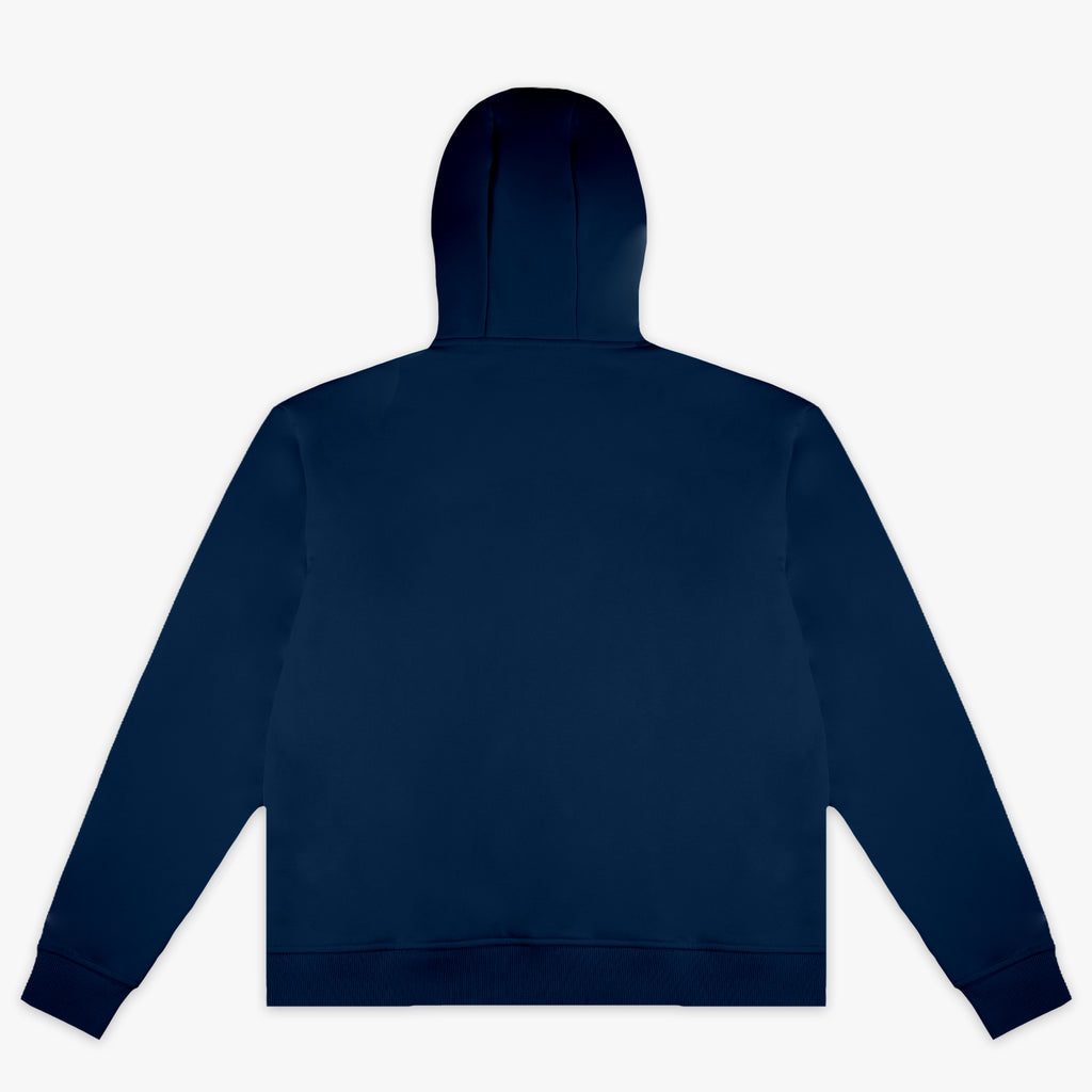 Navy Baseline youth hoodie — back view