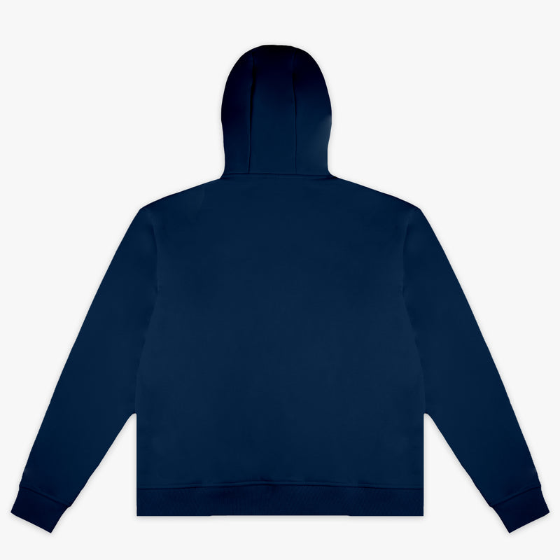 Navy Baseline youth hoodie — back view