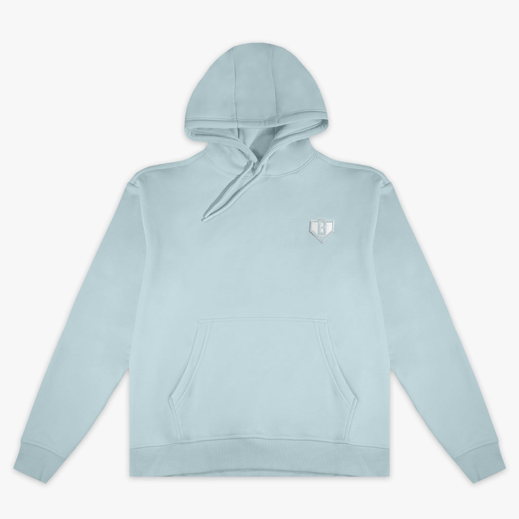 Blue Baseline hoodie — front view