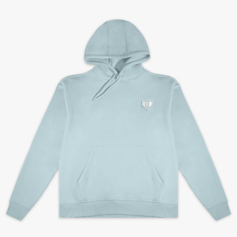 Blue Baseline hoodie — front view