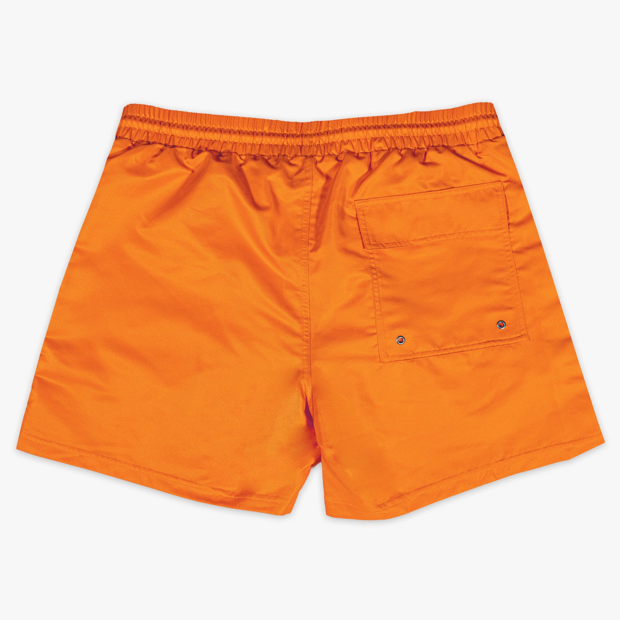 Orange shorts with a pocket on a white background