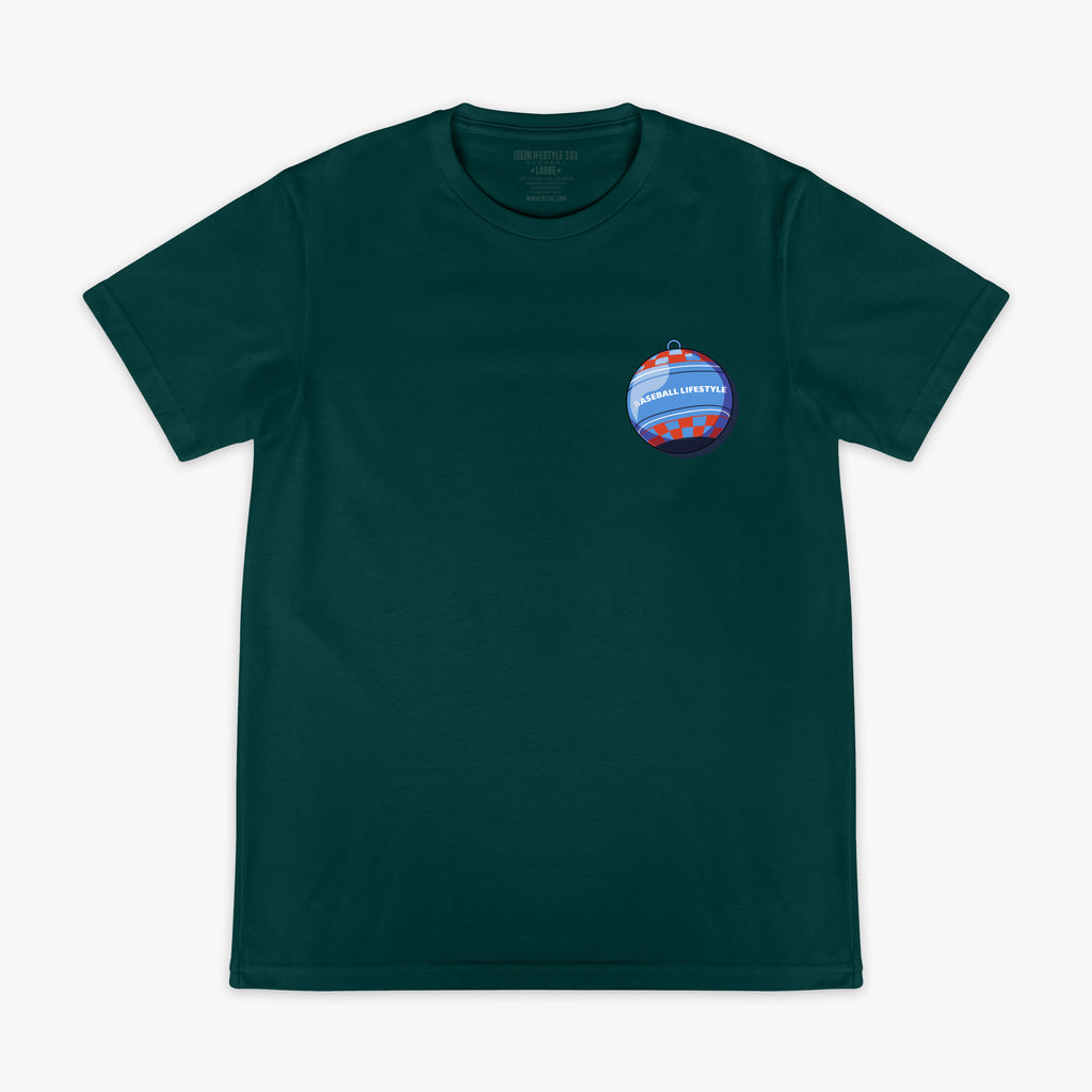 Teal graphic tee with "Bat Cracker" design - front view