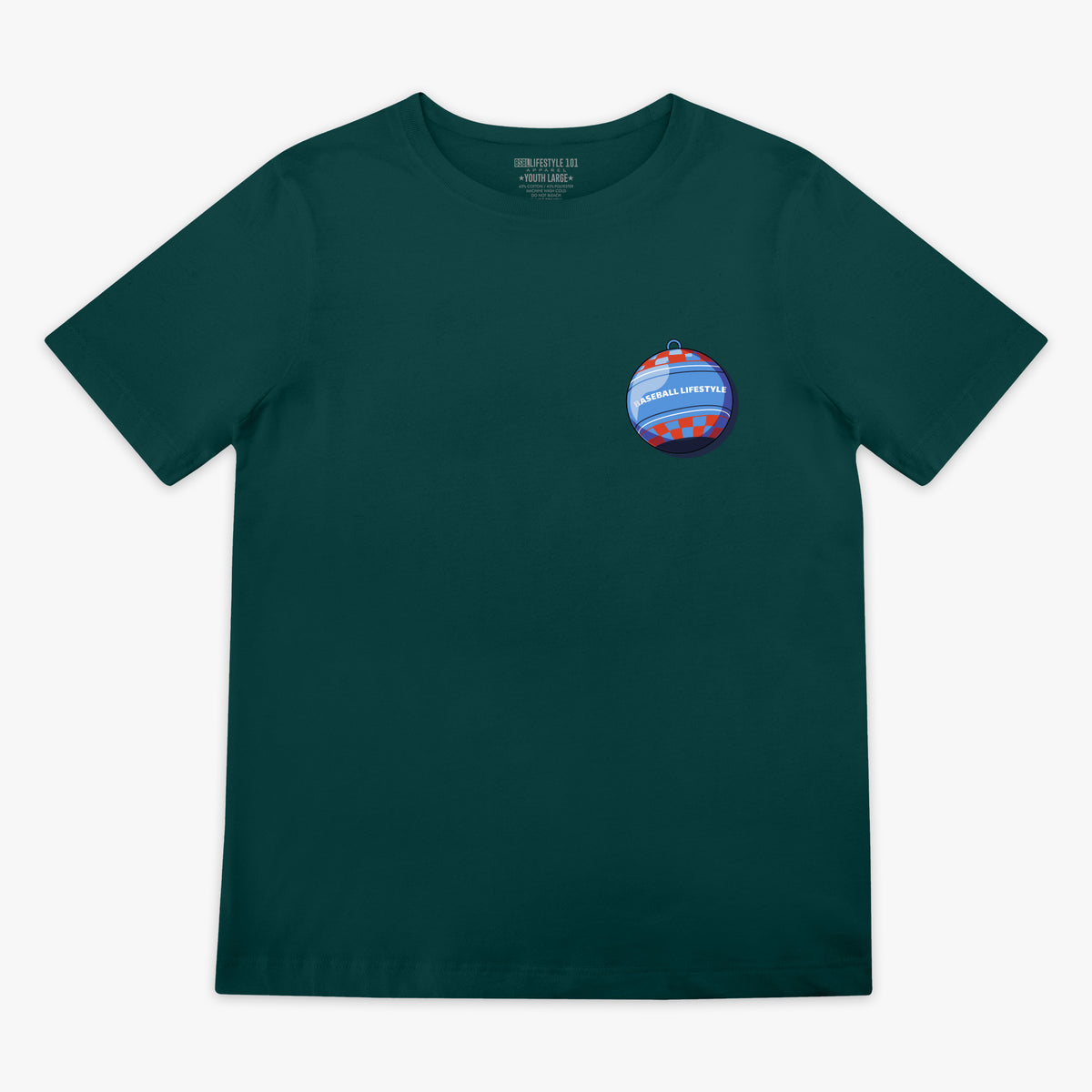 Teal youth graphic tee with "Bat Cracker" design - front view