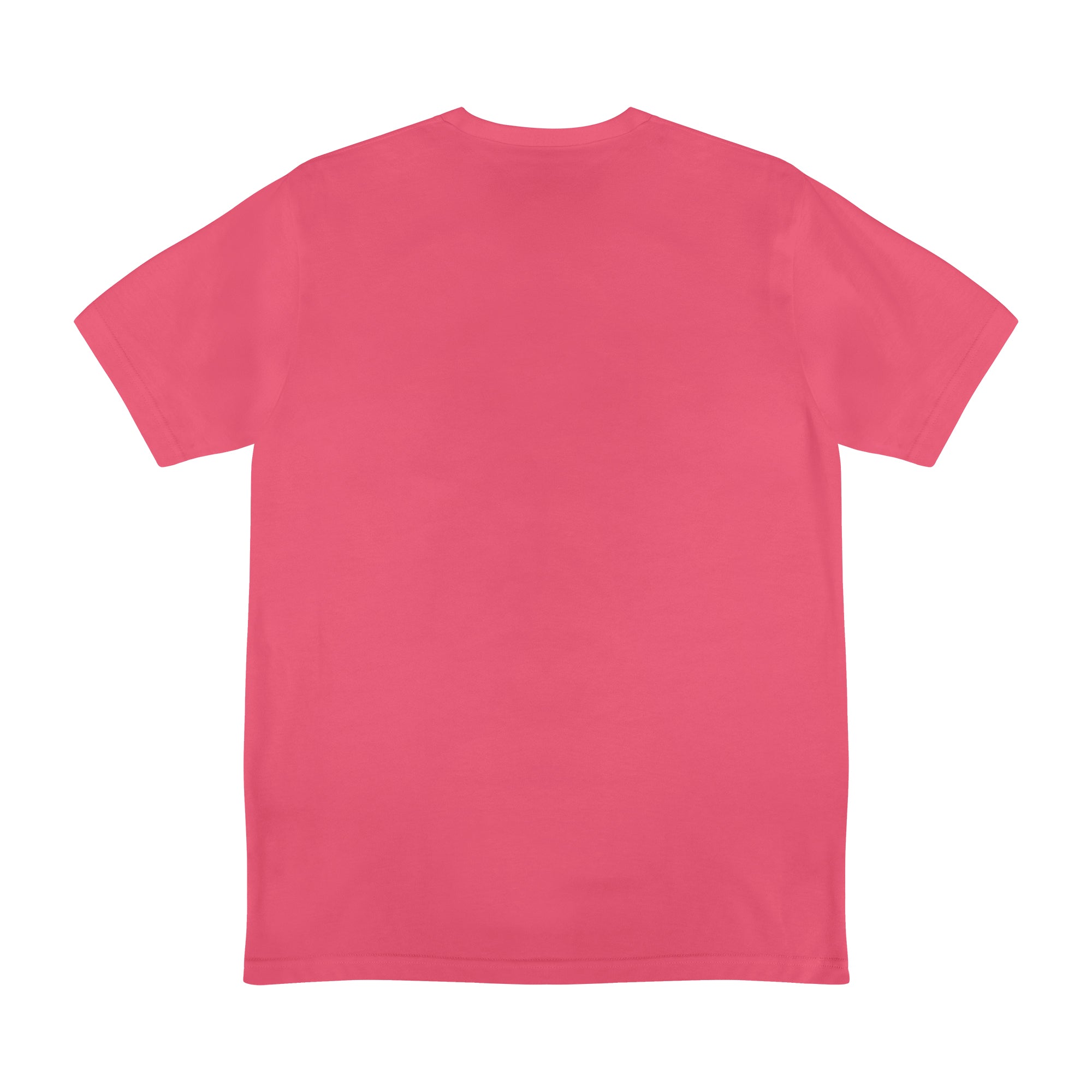 Plain back of a pink BL101 tee, flat lay view