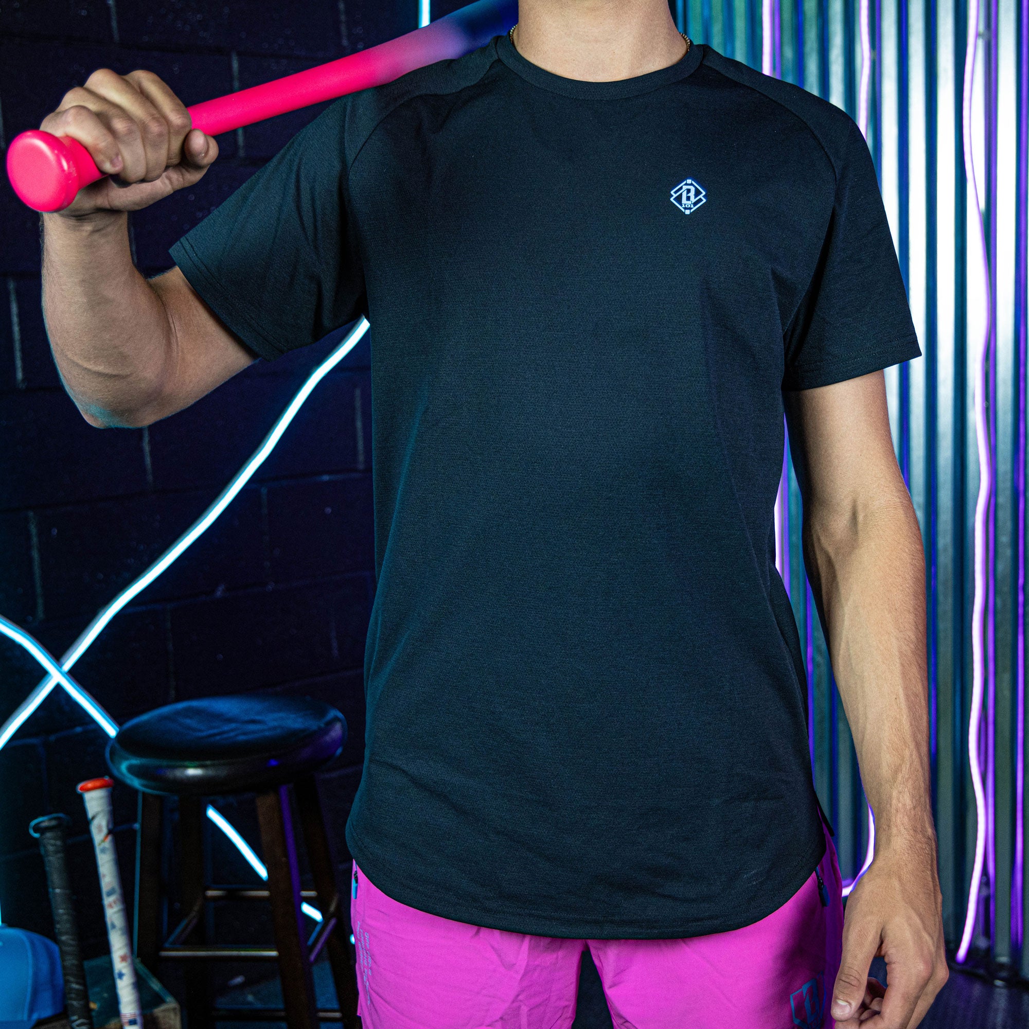 Diamond Tech Tee - Black/Light Blue - Baseball Lifestyle 101