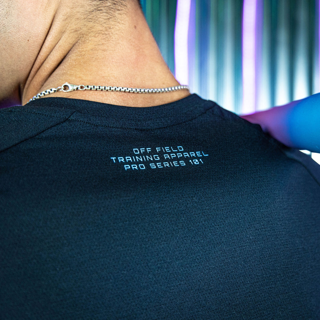 Off field training apparel, black baseball tee