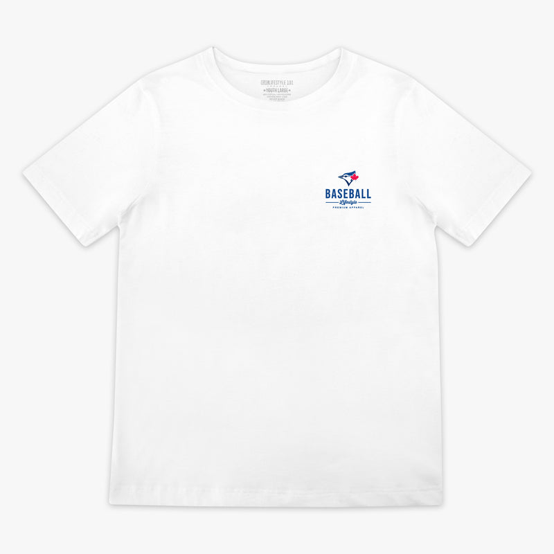 White youth graphic tee with "Toronto Blue Jays Ice Cream" design - front view