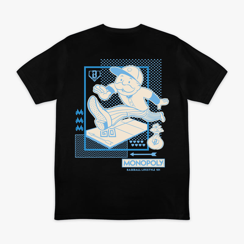 Graphic tee with “Boardwalk Slugger” design — back view