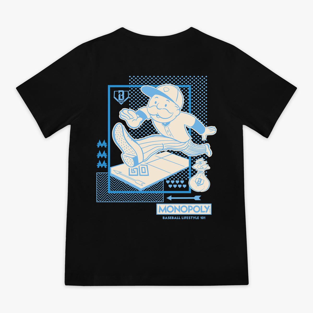 Youth graphic tee with “Boardwalk Slugger” design — back view