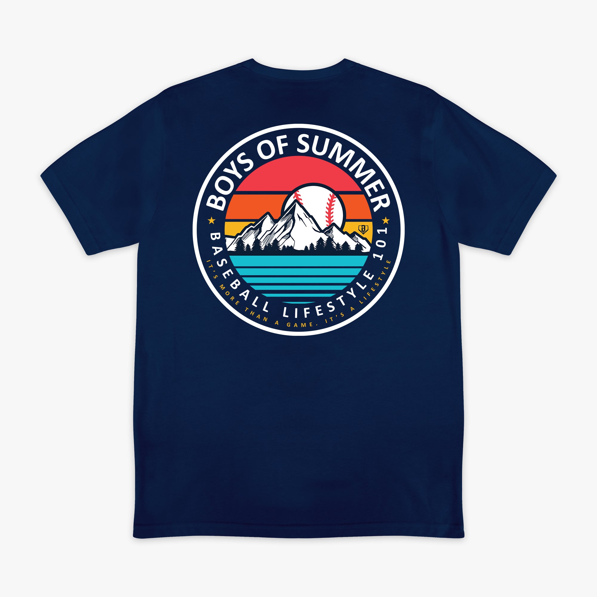Boys of Summer Sunrise baseball graphic tee retro mountain