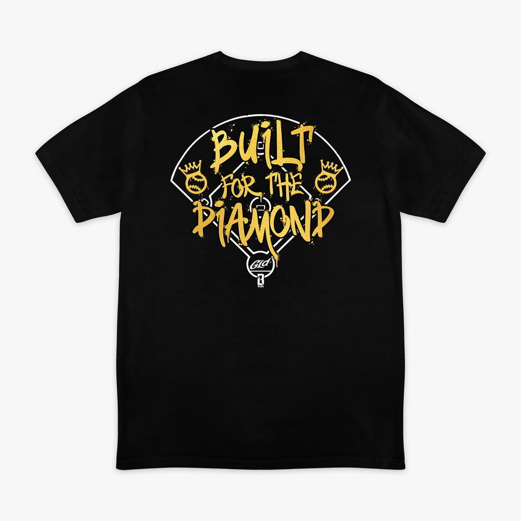 Black Built For The Diamond graphic tee — back view
