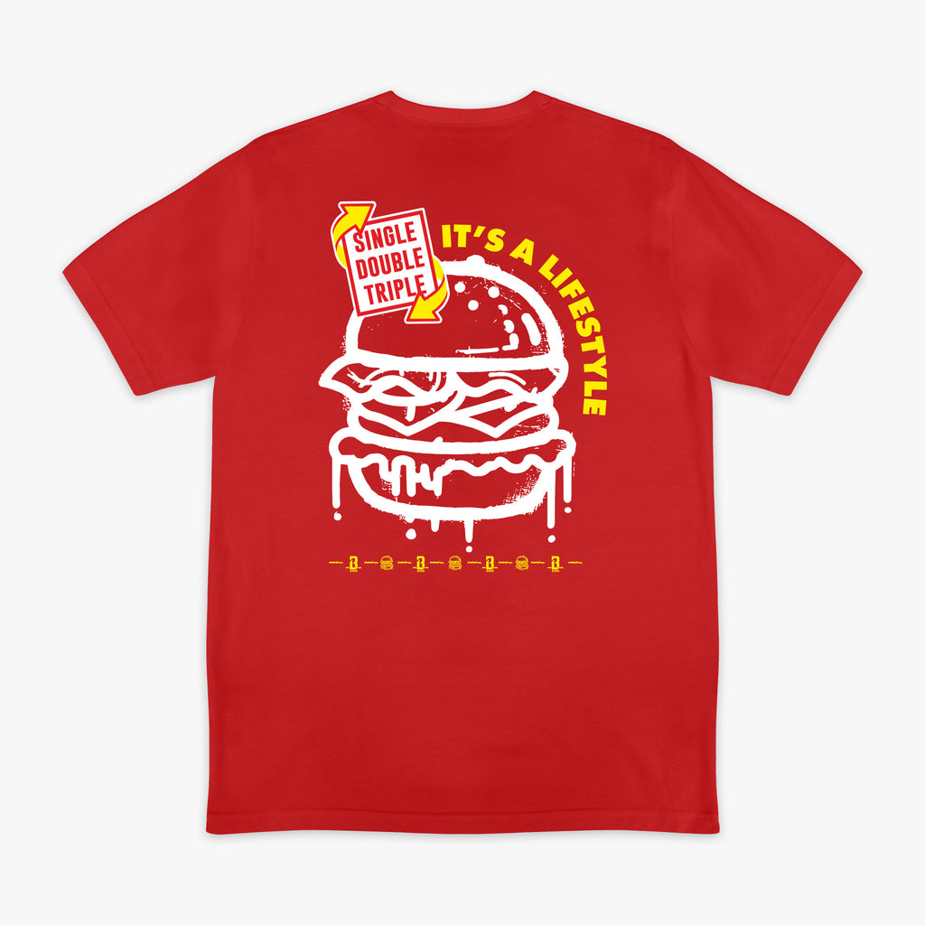 Graphic tee with "Burger" design - back view