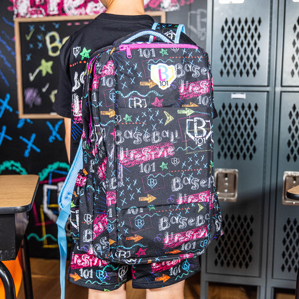 chalkboard backpack baseball lifestyle