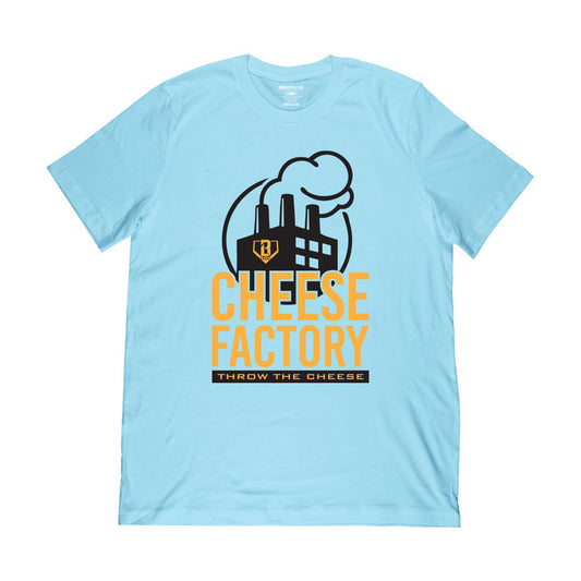 Cheese factory, throw the cheese, baseball tshirt