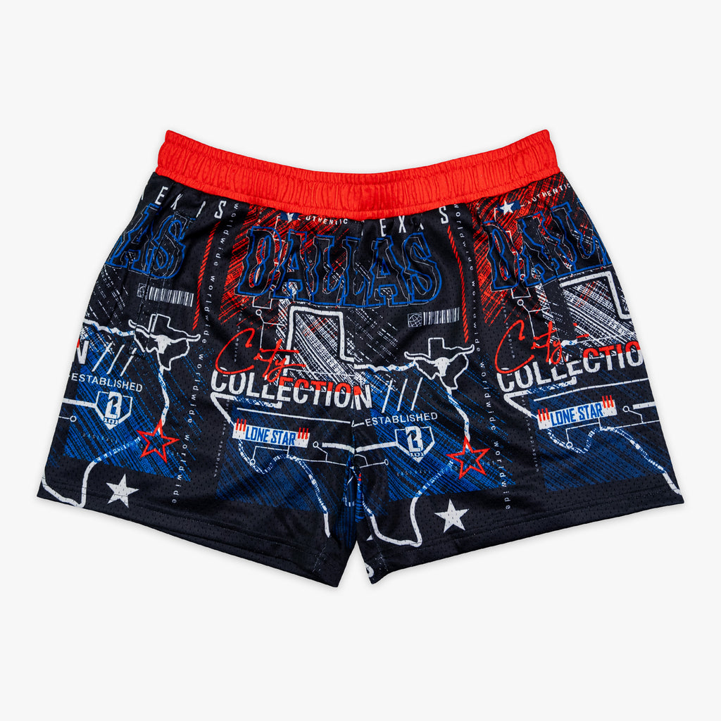 Adult model wearing city DAL shorts