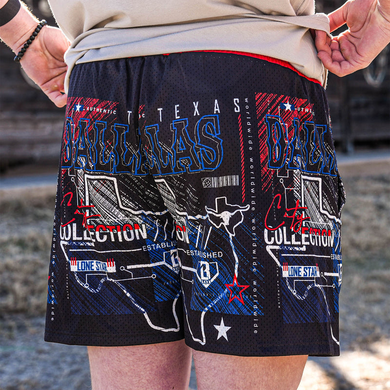 Adult model wearing city DAL shorts