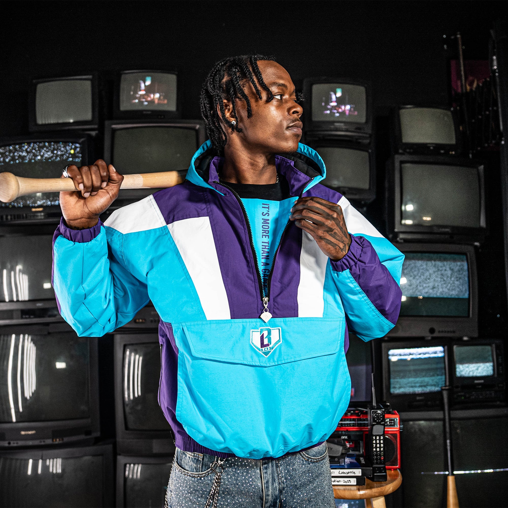 Colorblock Pullover Jacket - Blue/Purple - Baseball Lifestyle 101