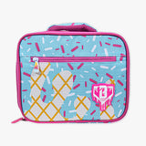 Adult model wearing blue lunch box with "Cotton Candy Ice Cream  SZN 2" design
