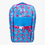 Adult model wearing multi-color backpack with "Cotton Candy SZN 2" design