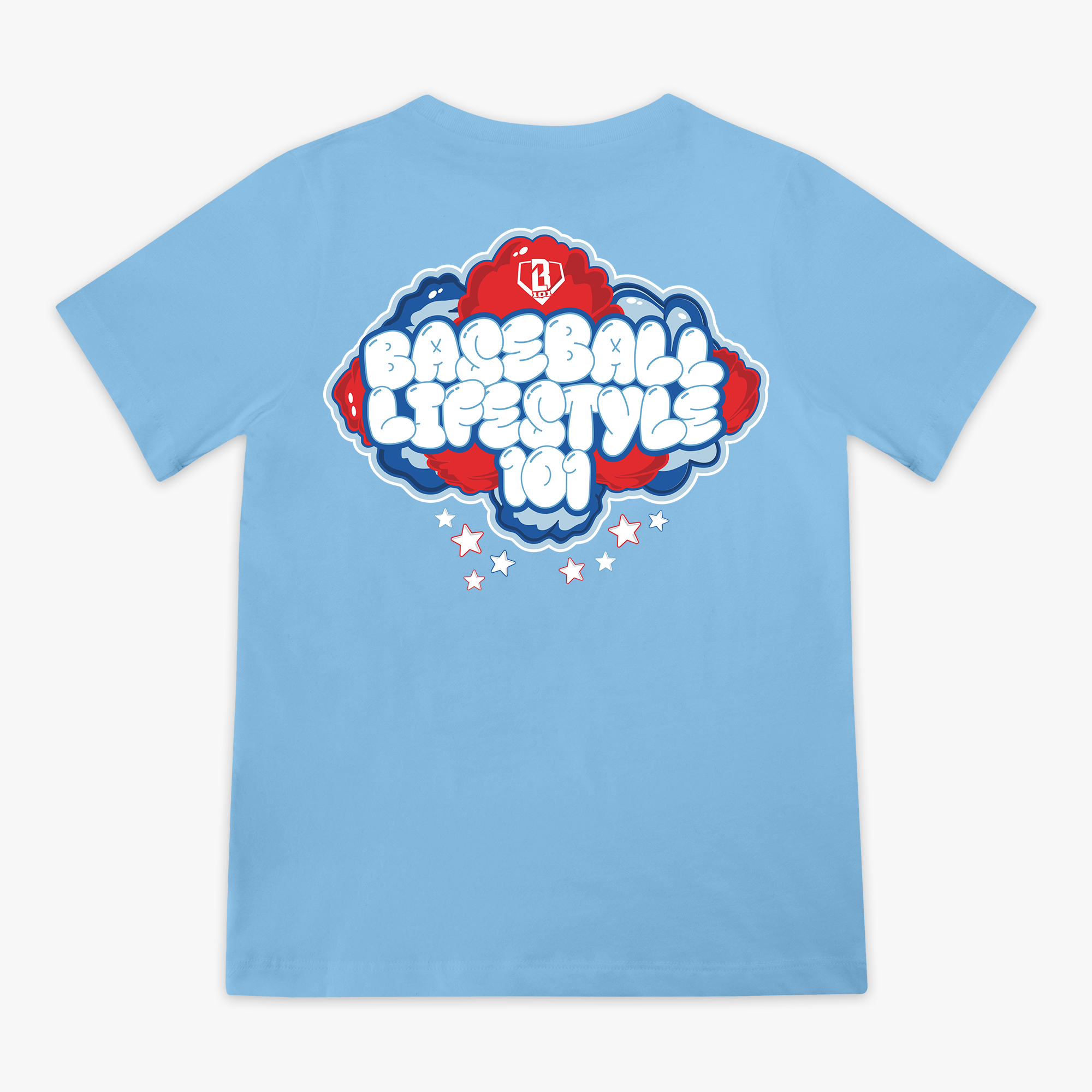 Red, white & blue Cotton Candy Light Blue youth graphic tee — back view