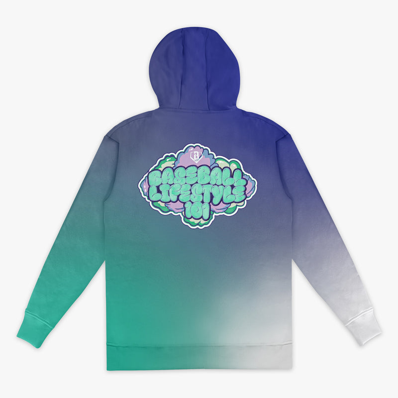 Cotton Candy Galaxy Grape youth hoodie — back view