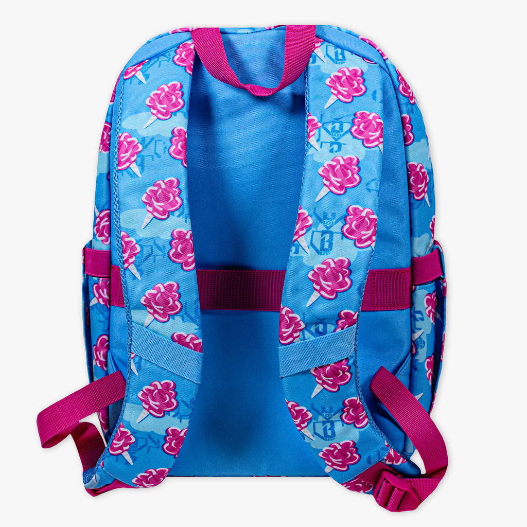 Multi-Color backpack with "Cotton Candy Rotation" design — back view