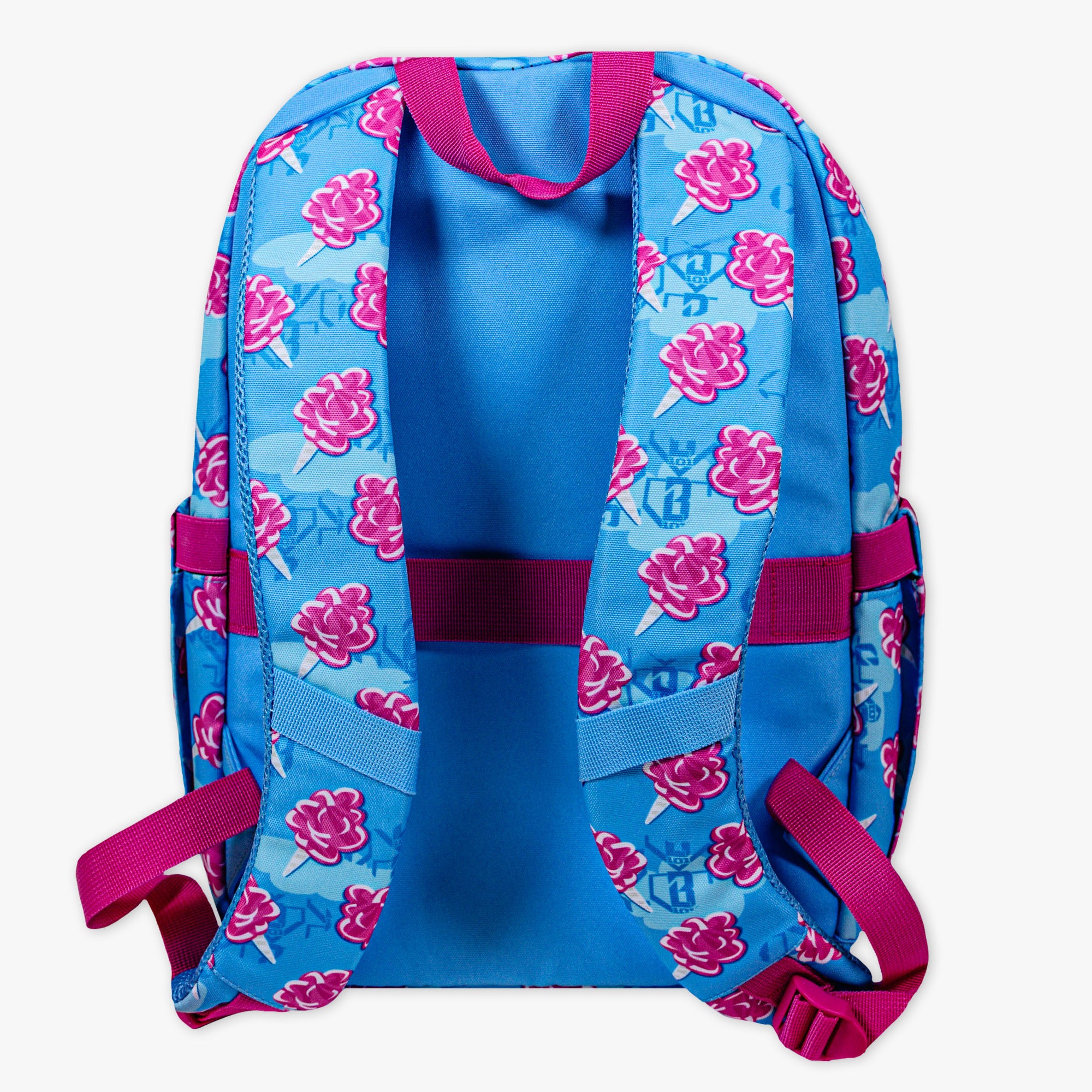 Multi-Color backpack with "Cotton Candy Rotation" design — back view
