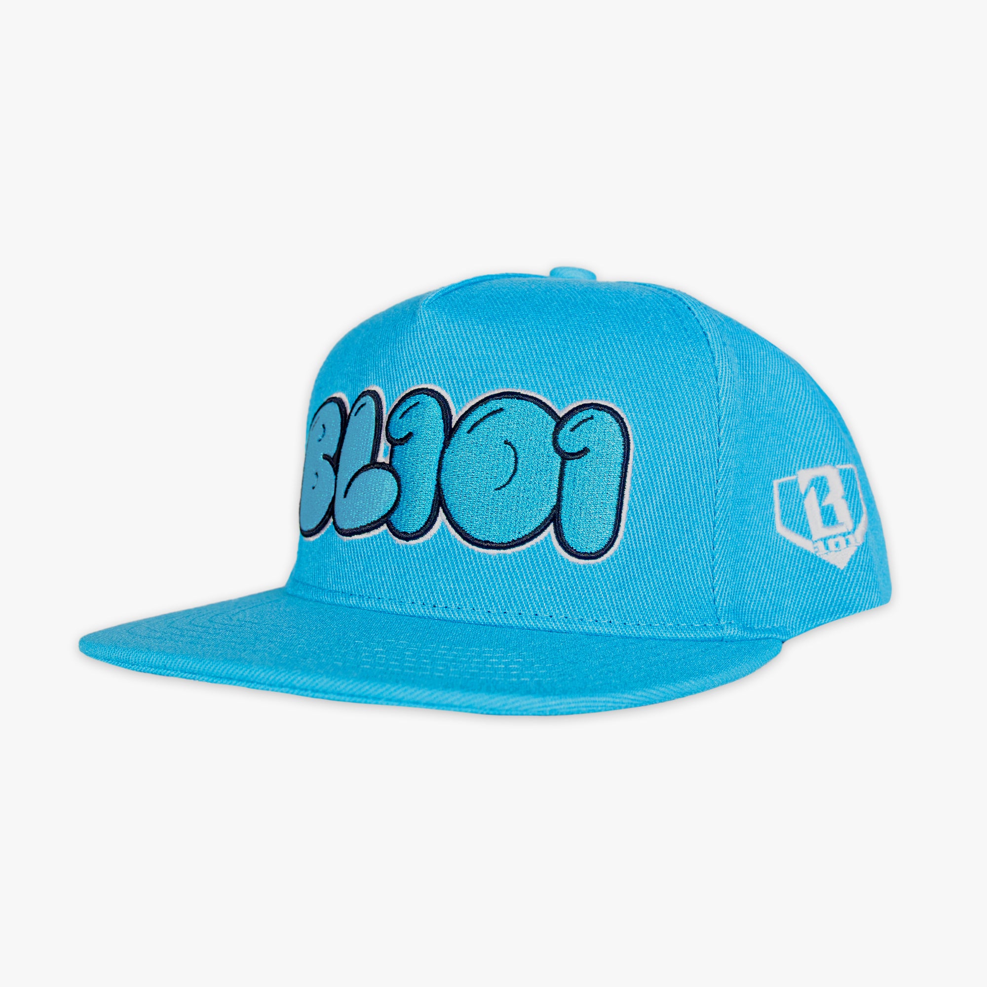 Blue cap with BL101 text and logo on a white background