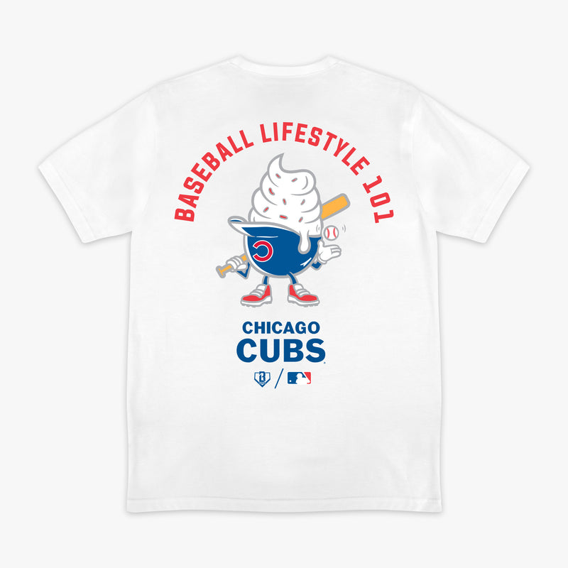 White graphic tee with "Chicago Cubs Ice Cream" design - back view