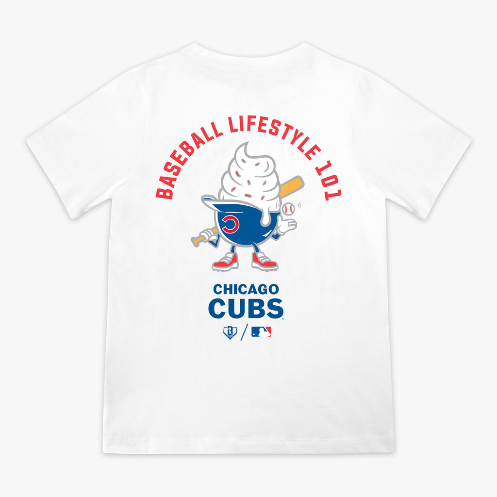 White youth graphic tee with "Chicago Cubs Ice Cream" design - back view