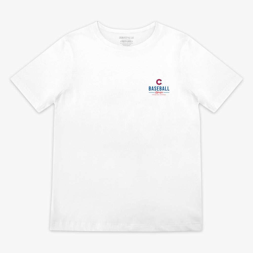 White youth graphic tee with "Chicago Cubs Ice Cream" design - front view
