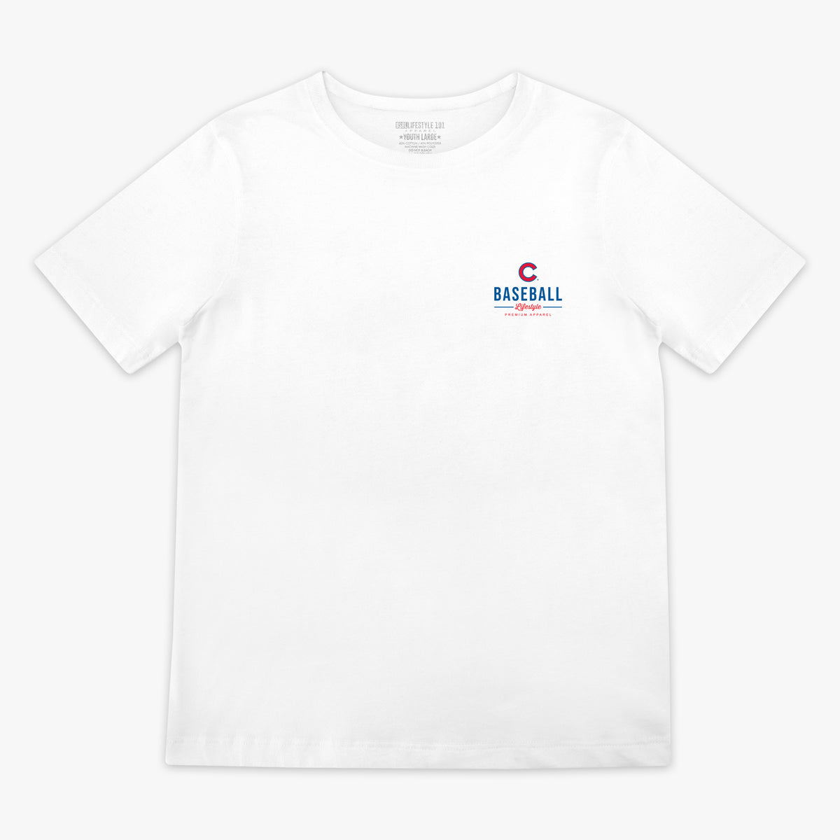 White youth graphic tee with "Chicago Cubs Ice Cream" design - front view